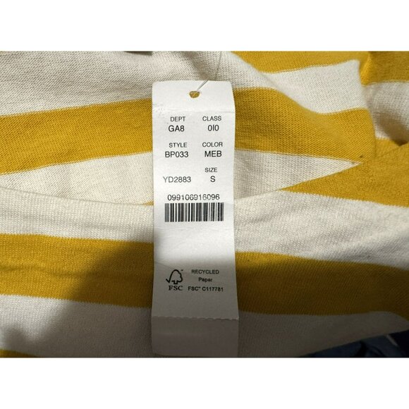 J. Crew Womens S Relaxed Fit Long Sleeve Boatneck T-shirt Yellow & White Stripe - Picture 5 of 6